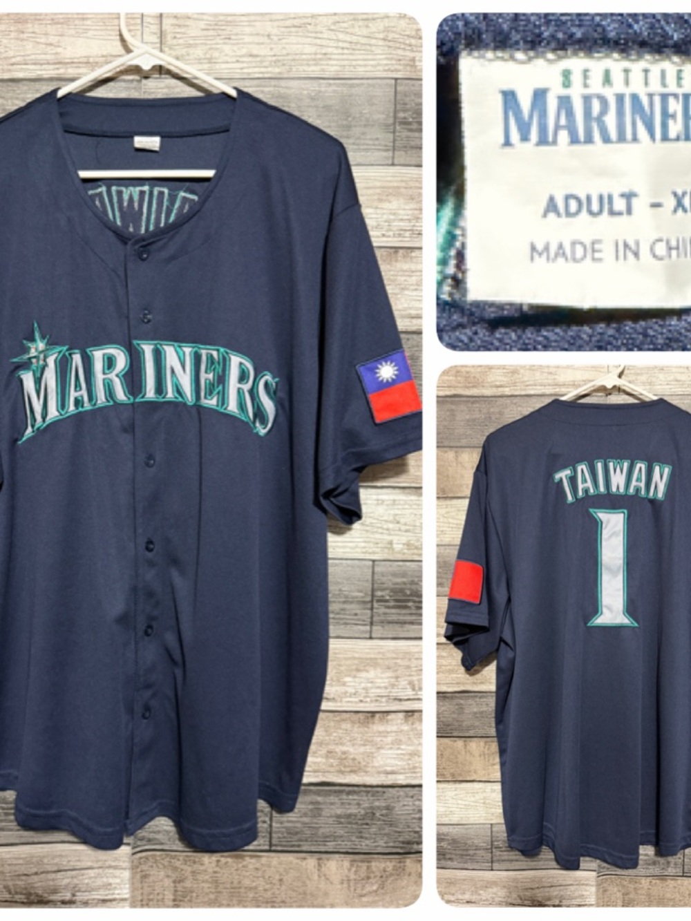 Seattle Mariners MLB Taiwan Baseball Jersey Men’s XL Blue Stitched